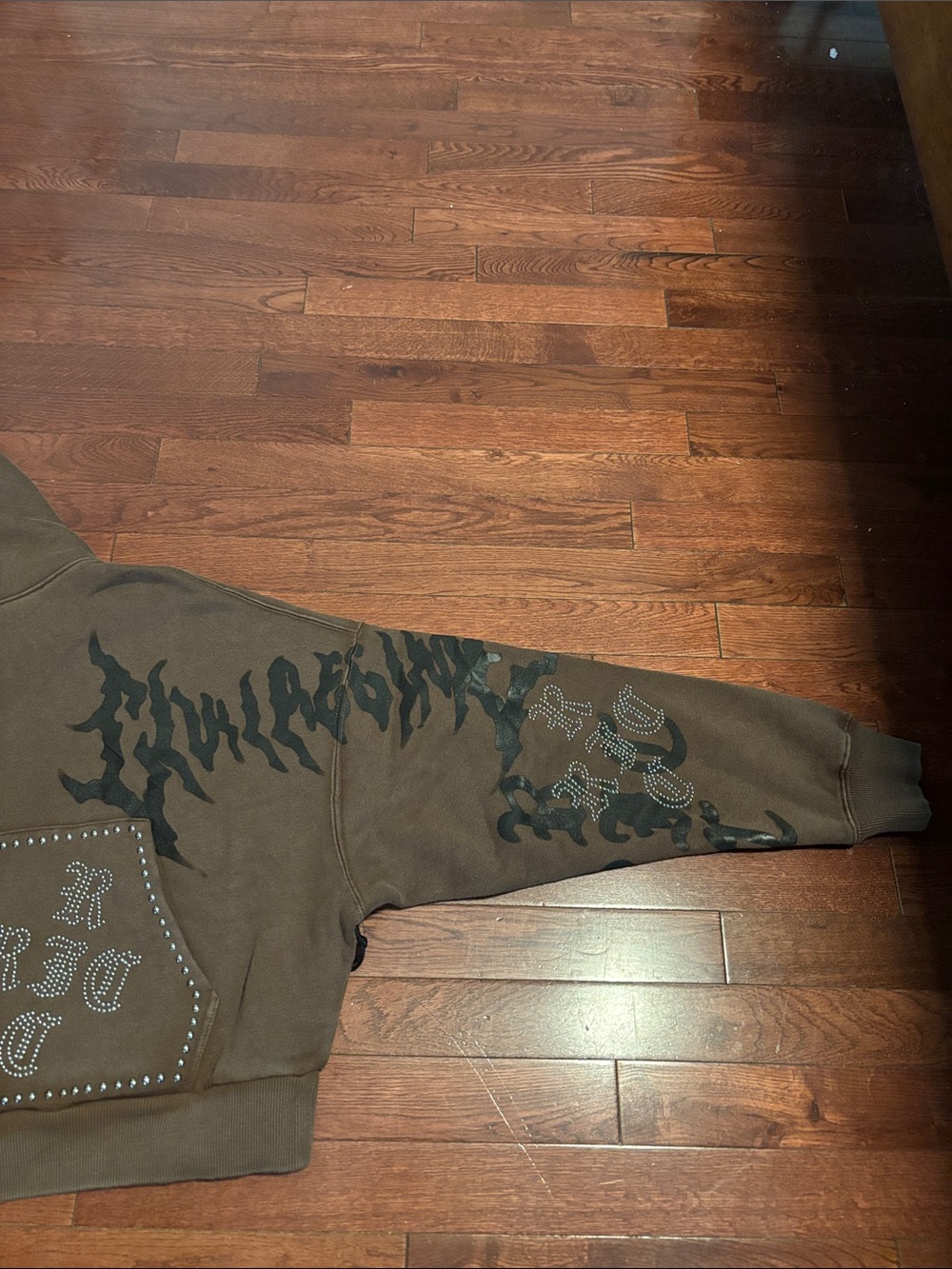 Civil Regime Brown Hoodie with studs Women’s Size: Small oversized NWT - Picture 4 of 8